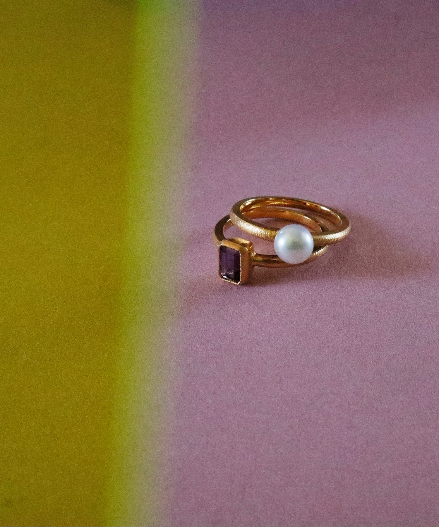 スモーキークォーツ & パール リング