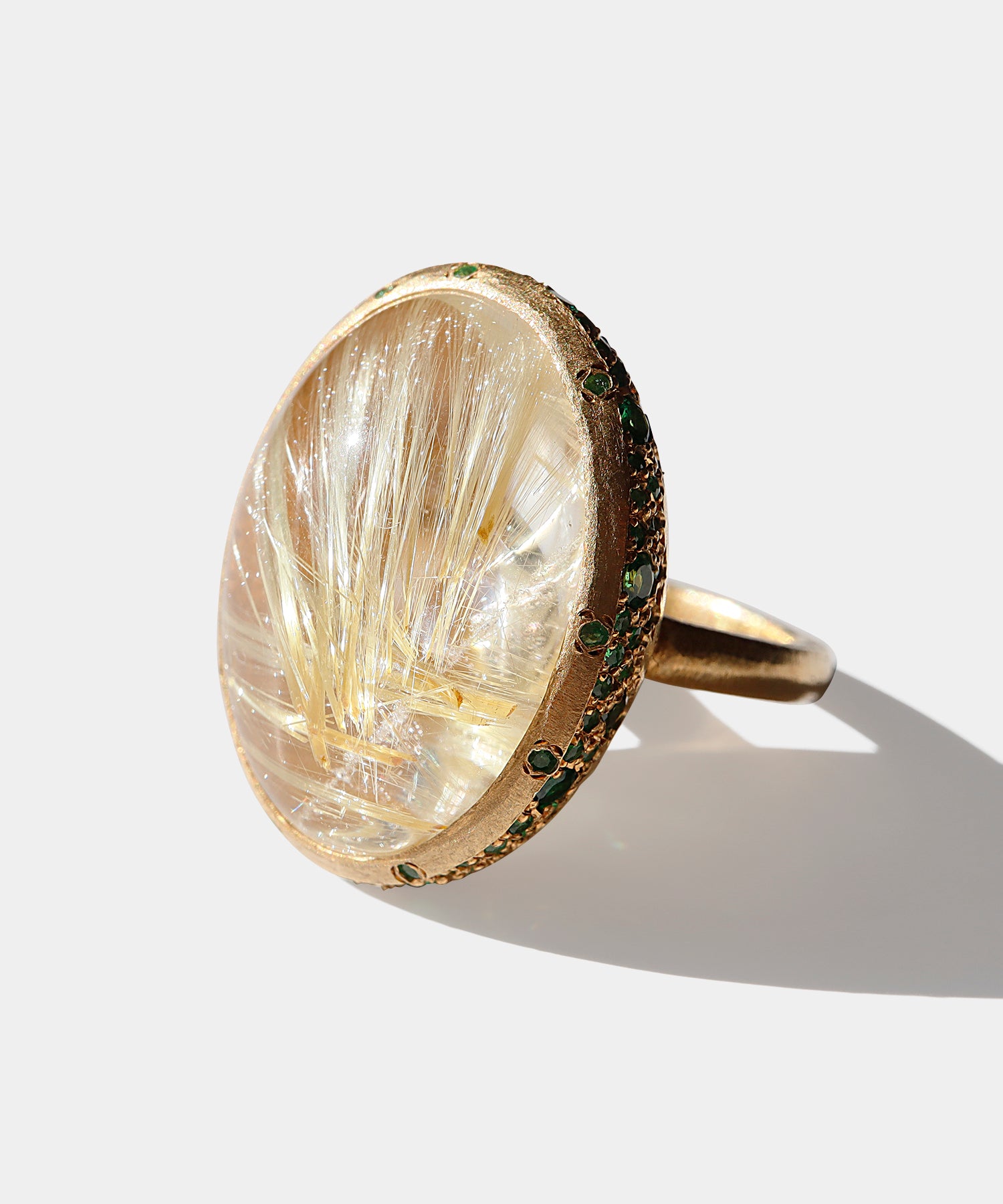 ルチルクォーツ&グリーンガーネット リング