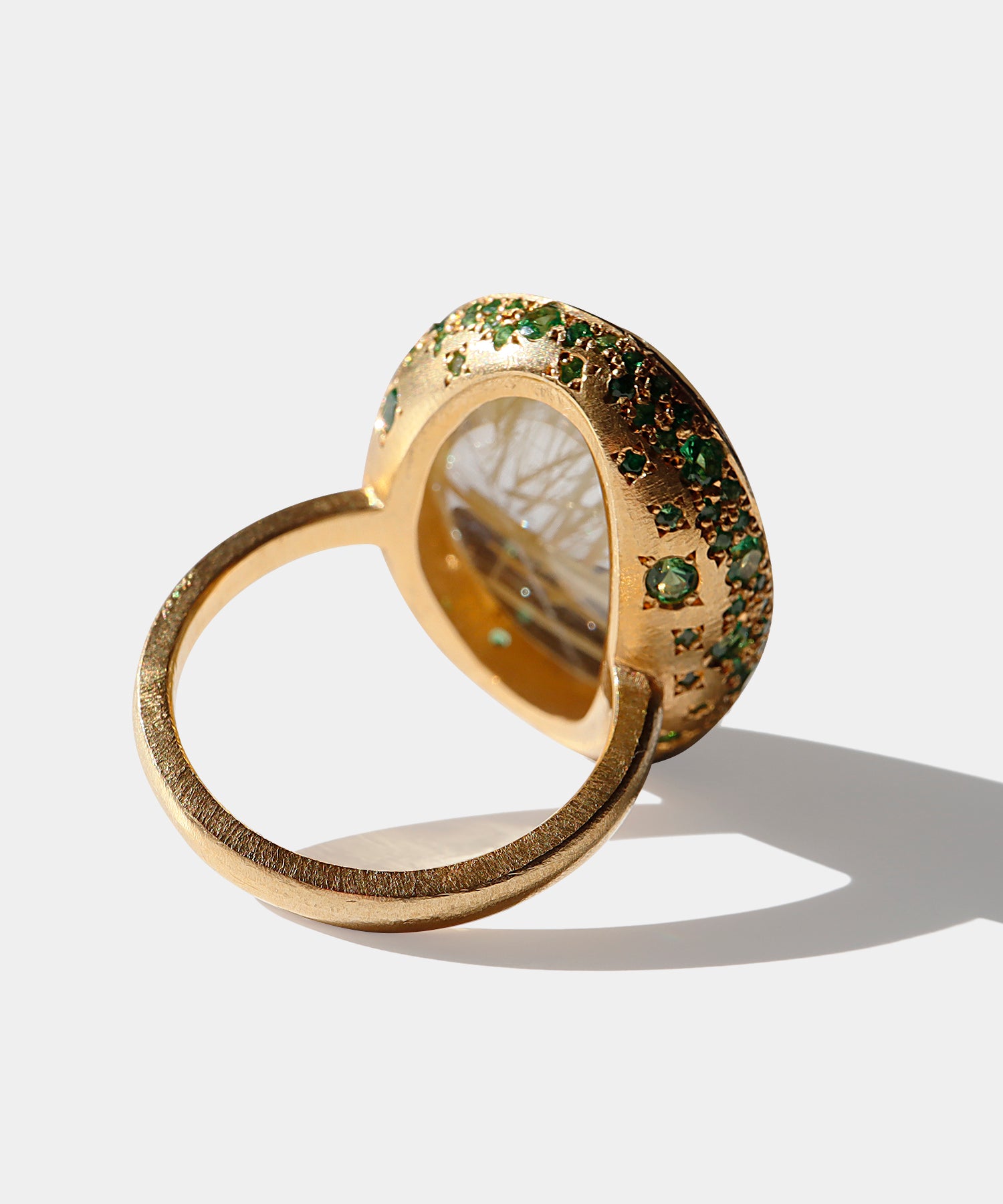 ルチルクォーツ&グリーンガーネット リング