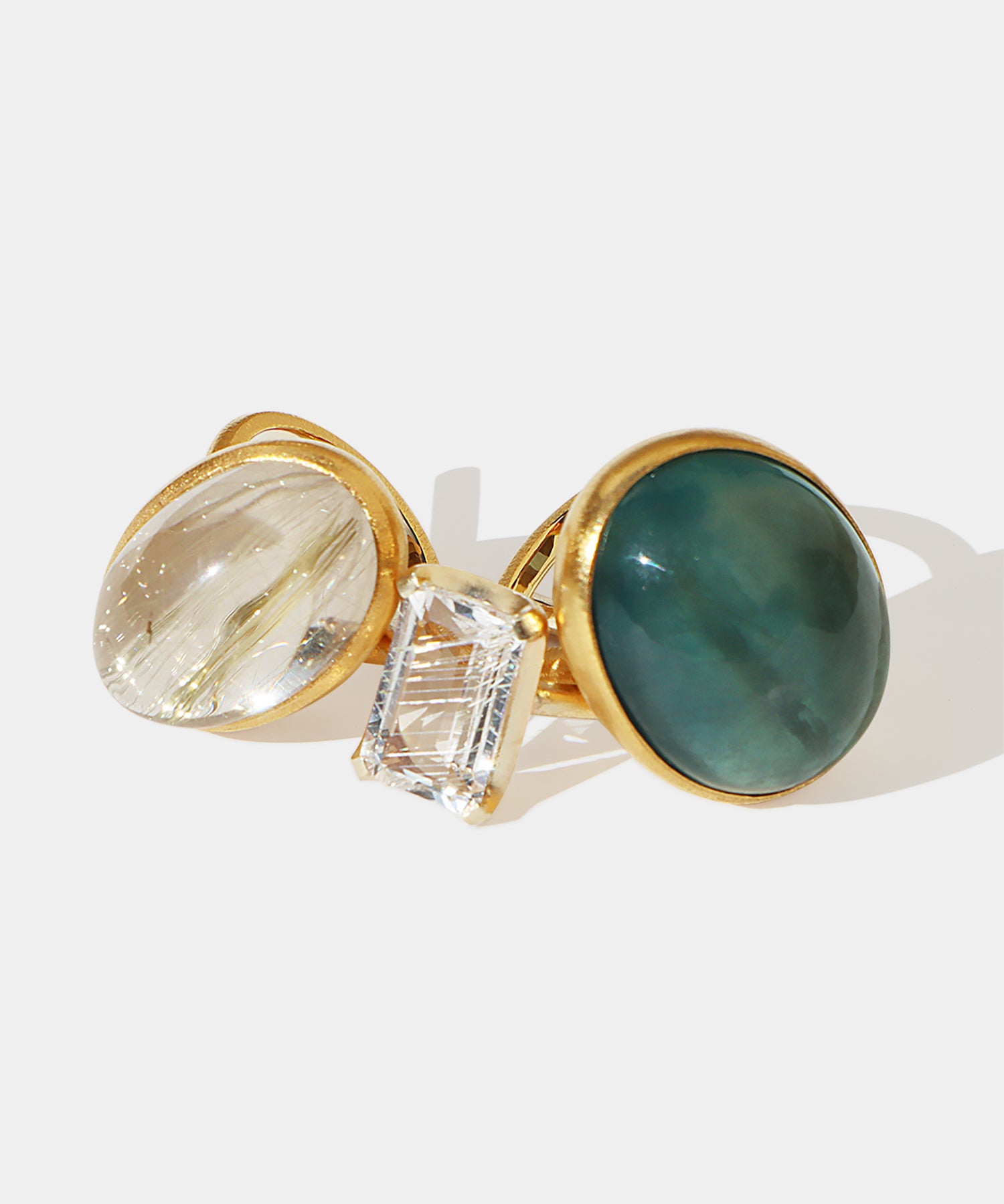 Jewel Dropカラーチェンジフローライトリング(6mm) - 天然石